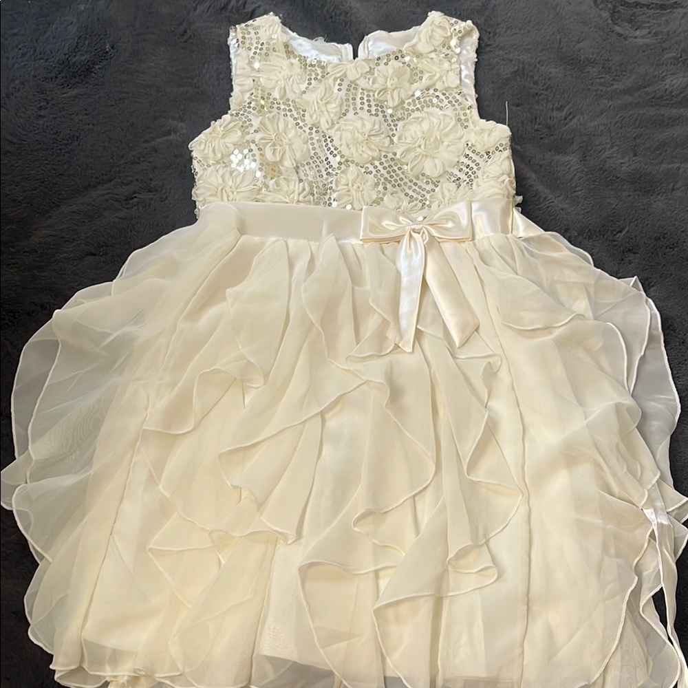Elegant Cream Lace Kids Dress